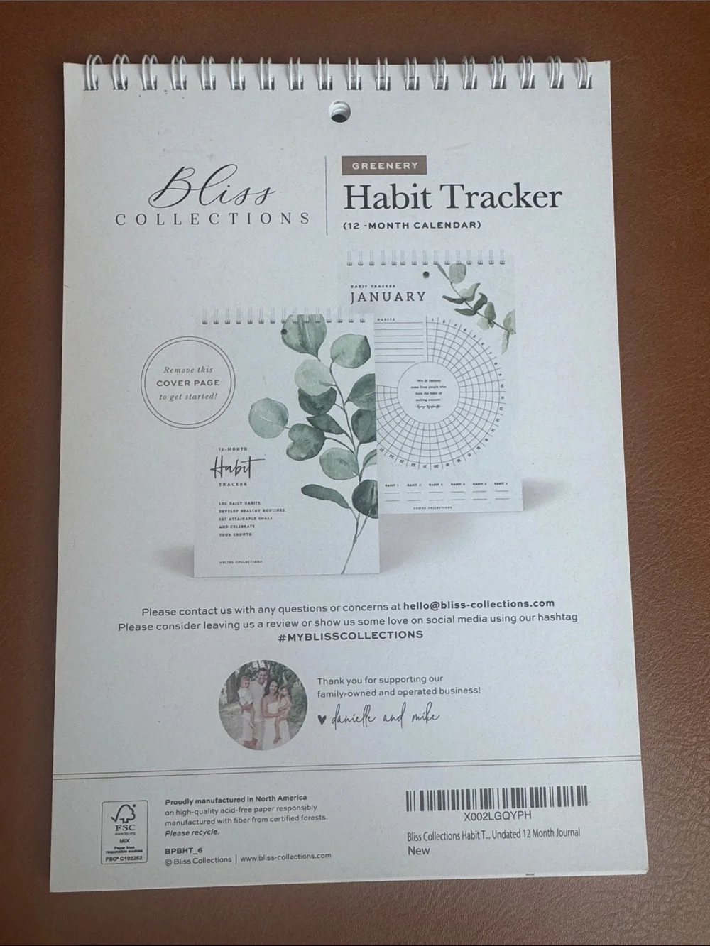 Bliss Collections Greenery Habit Tracker Wall Calendar - White & Green
